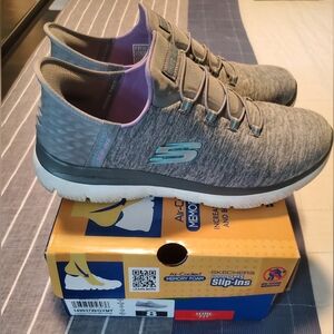 Skechers Blue and White Slip-On Sneakers